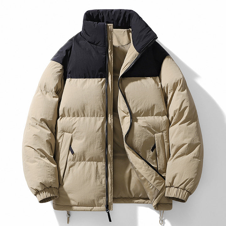 Herren gesteppte Thermojacke mit hohem Stehkragen, zwei-Wege-Reißverschluss und Kordelzugsaum – Marzano
