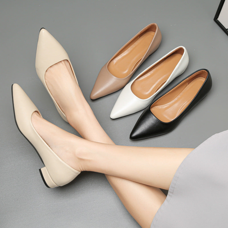 Damen klassische Ballerinas mit elegantem spitzen Design und bequemem Blockabsatz Echoarchiv