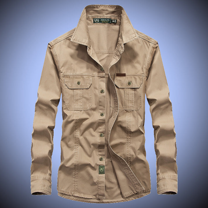 Herren Canvas-Overshirt mit Brustklappen und robustem Baumwollmix – Taviero