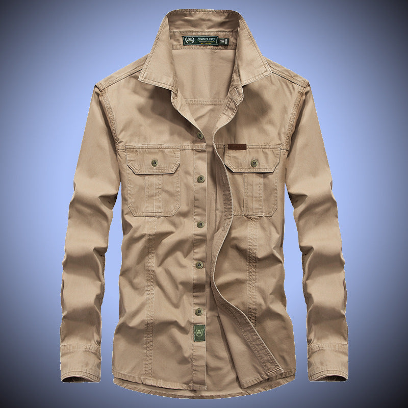 Herren robustes Canvas-Overshirt mit Brustpattentaschen, Hemdkragen und Utility-Details Echoarchiv