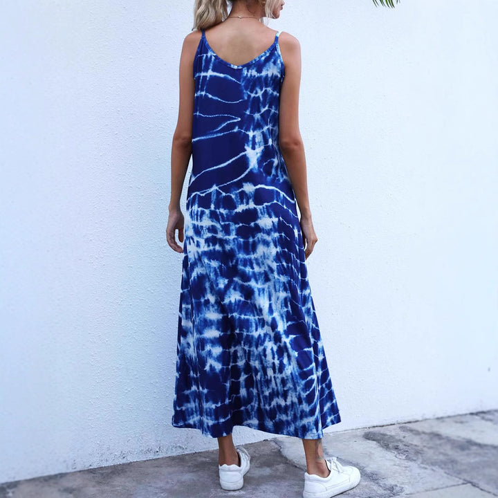 Damen Langes Sommerkleid aus elastischem Jersey mit asymmetrischem Schnitt und praktischen Taschen Echo Archiv