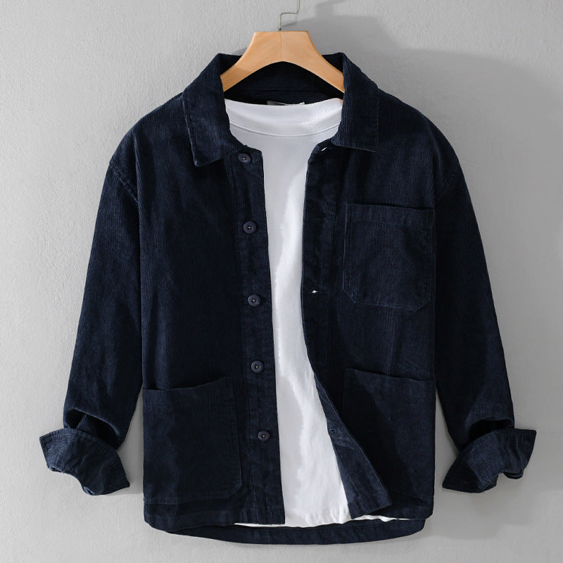 Herren Cord-Überhemdjacke mit aufgesetzten Taschen und legerem Schnitt Echoarchiv