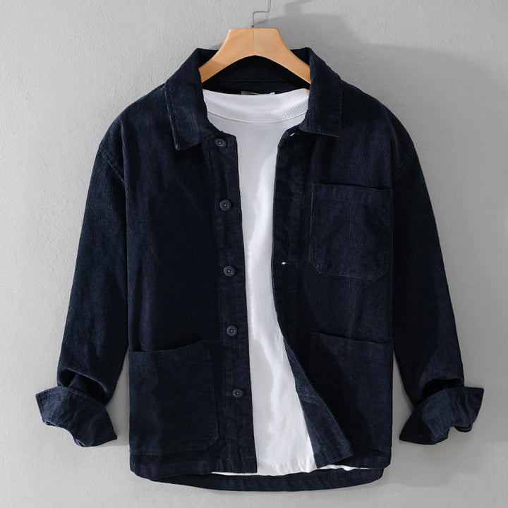 Herren Cord-Überhemdjacke mit aufgesetzten Taschen und legerem Schnitt Echoarchiv