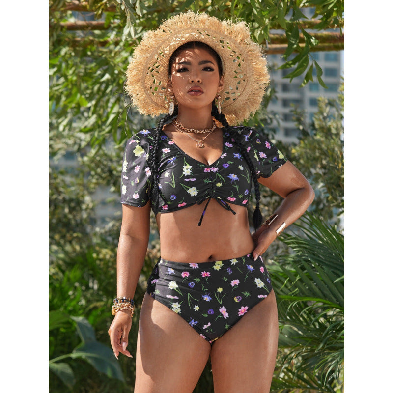 Damen Push-Up Bikini-Set mit floralem Design und verkürztem Oberteil Echo Archiv