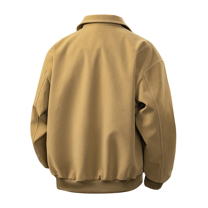 Herren Boxige Utility-Bomberjacke mit aufgesetzten Pattentaschen, verdecktem Zwei-Wege-Reißverschluss & strukturierter Canvas-Optik Echoarchiv