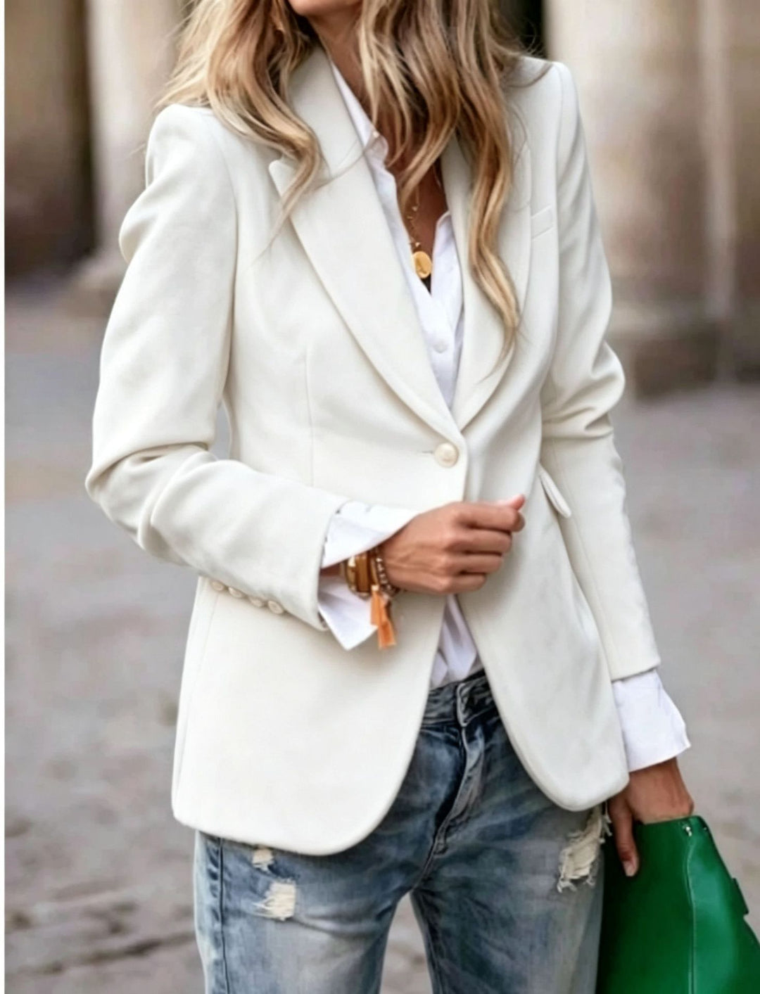 Damen Eleganter taillierter Samtblazer mit Notch-Revers und Single-Button Echo Archiv
