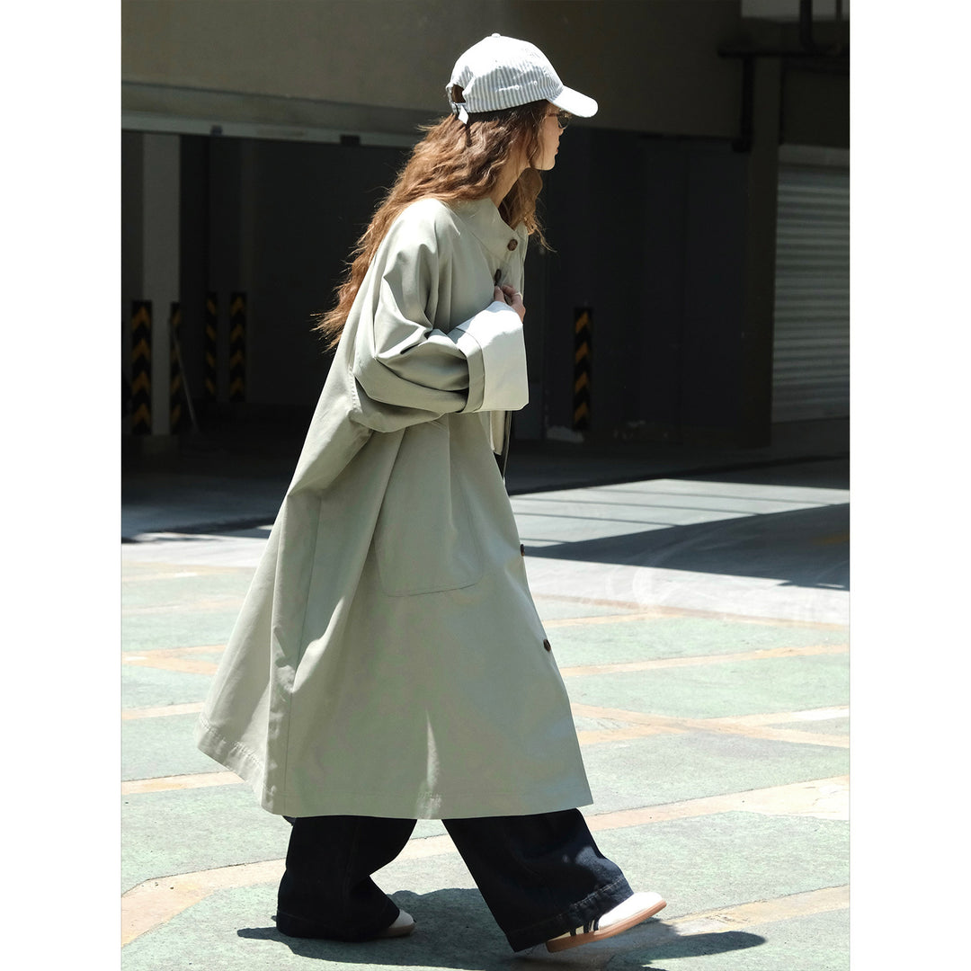 Damen Oversize-Trenchcoat mit Stehkragen und verlängertem Schnitt Echoarchiv