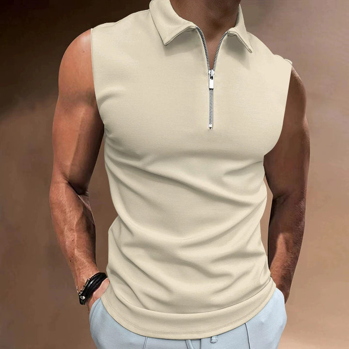 Herren Kurzarm Poloshirt mit modernem Stehkragen und funktionellem Reißverschluss Echoarchiv