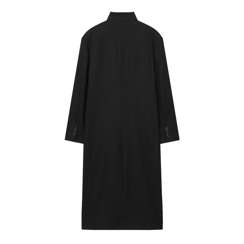 Damen Langer Mantel mit Mandarin-Kragen, minimalistischer Silhouette und verdeckter Knopfleiste Echo Archiv