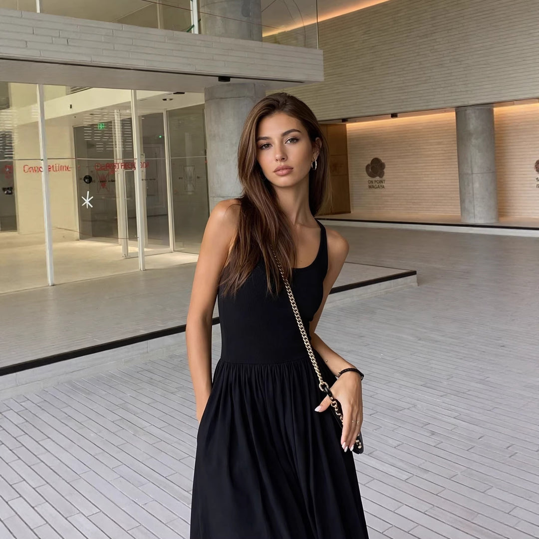 Damen Elegantes Maxikleid mit spaghetti Trägern und fließendem Rock Echo Archiv
