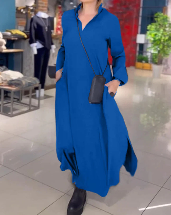 Damen nan weites Maxikleid mit Seitenschlitzen und Eingrifftaschen Echo Archiv