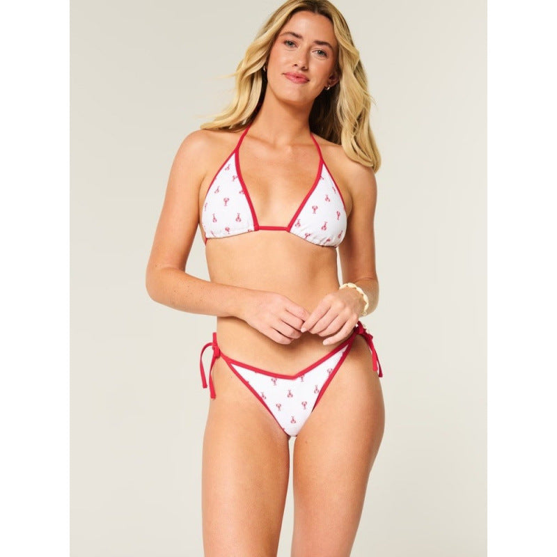 Damen Triangel-Bikini mit verspieltem Hummerdesign und verstellbaren Bändern Echo Archiv