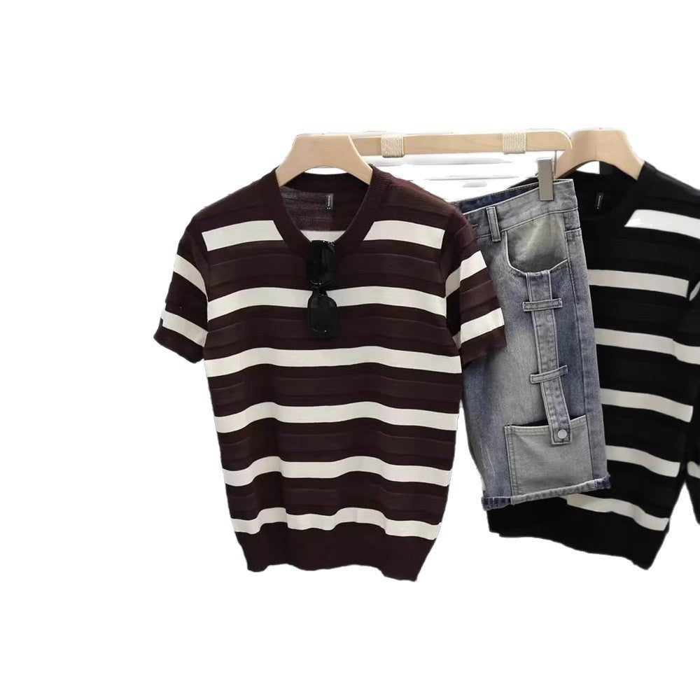 Herren Gestreiftes Kurzarm-Shirt Echoarchiv