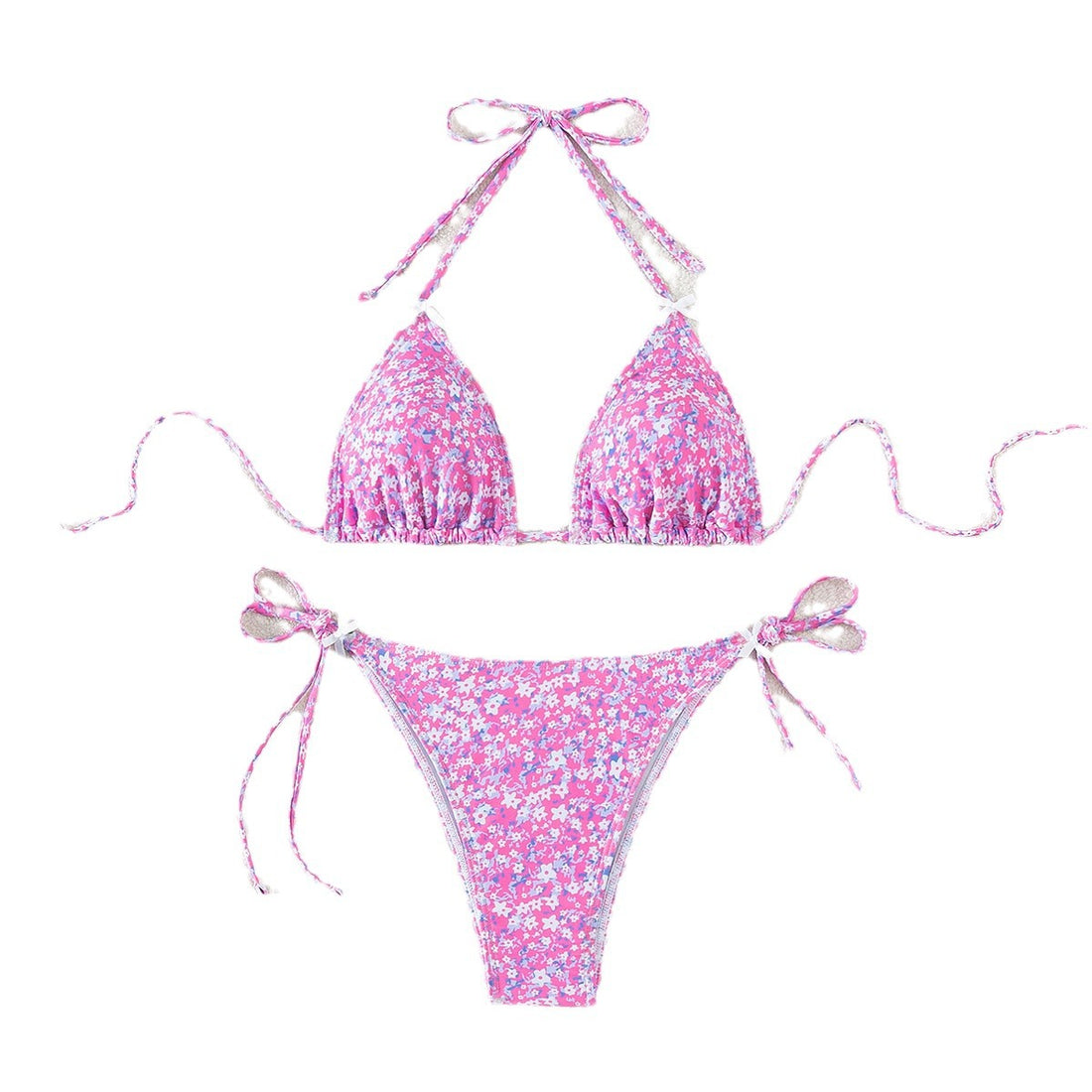 Damen Triangel-Bikini mit verstellbaren Bindebändern und floralem Design – Maréssa
