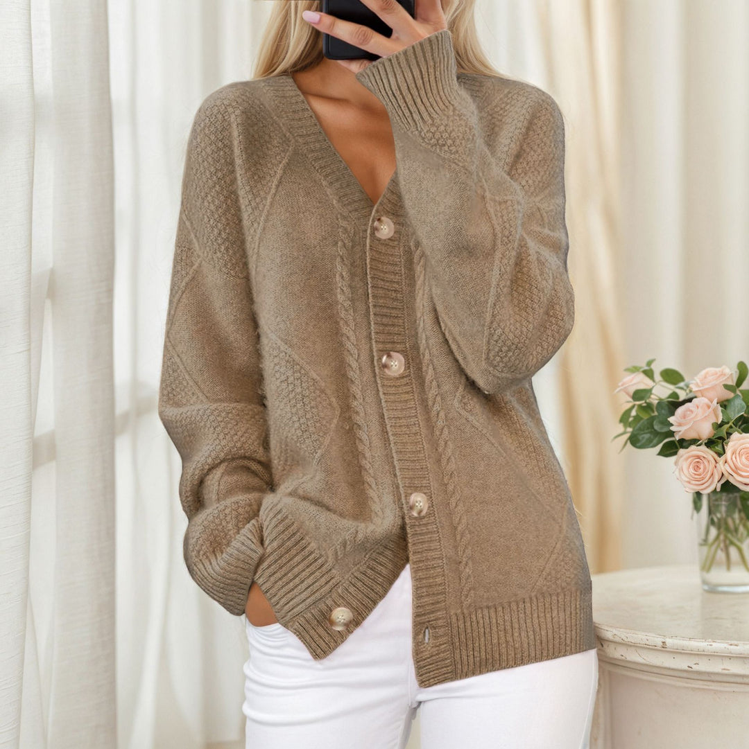 Damen nan oversize Strickcardigan mit V-Ausschnitt und Perlmuttknöpfen Echo Archiv