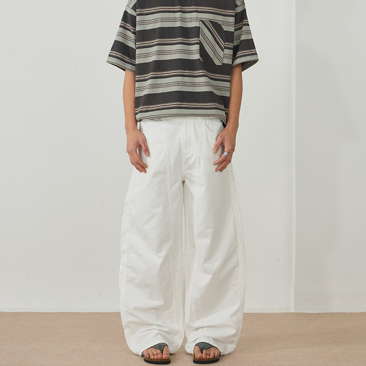 Herren Extraweite Baggy-Hose aus leichtem Baumwoll-Twill mit Tunnelzugsaum und Teilungsnähten Echo Archiv
