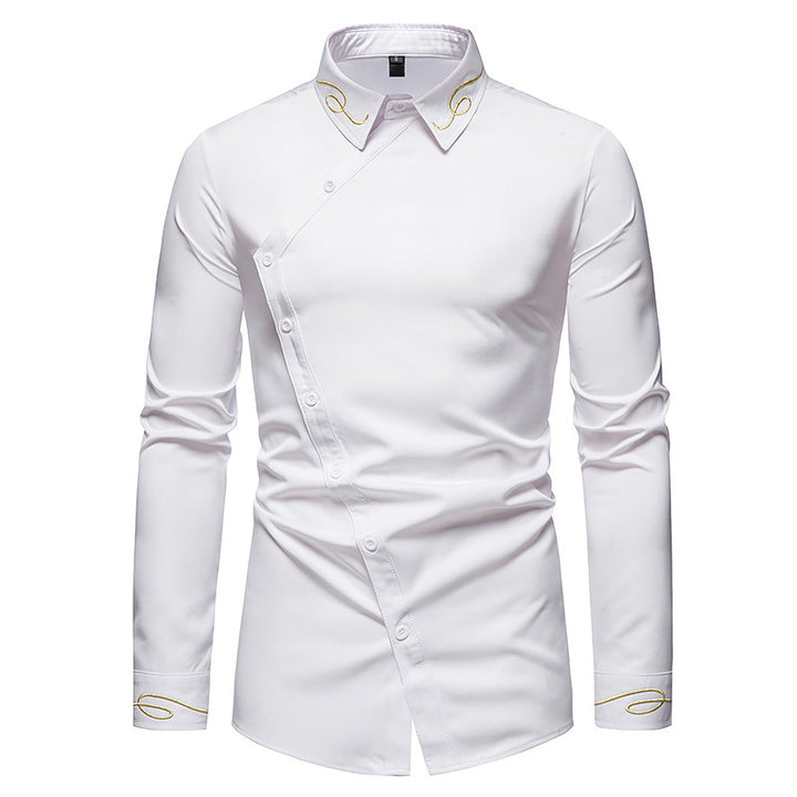 Herren Elegantes Langarmhemd mit dekorativen Knopfdetails Echoarchiv