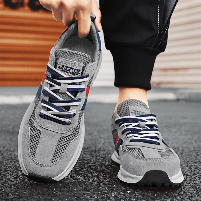 Herren Atmungsaktive Freizeit-Runner mit Mesh-Obermaterial, retro-inspiriertem Streifen-Detail und griffiger Gummilaufsohle – Tavélo
