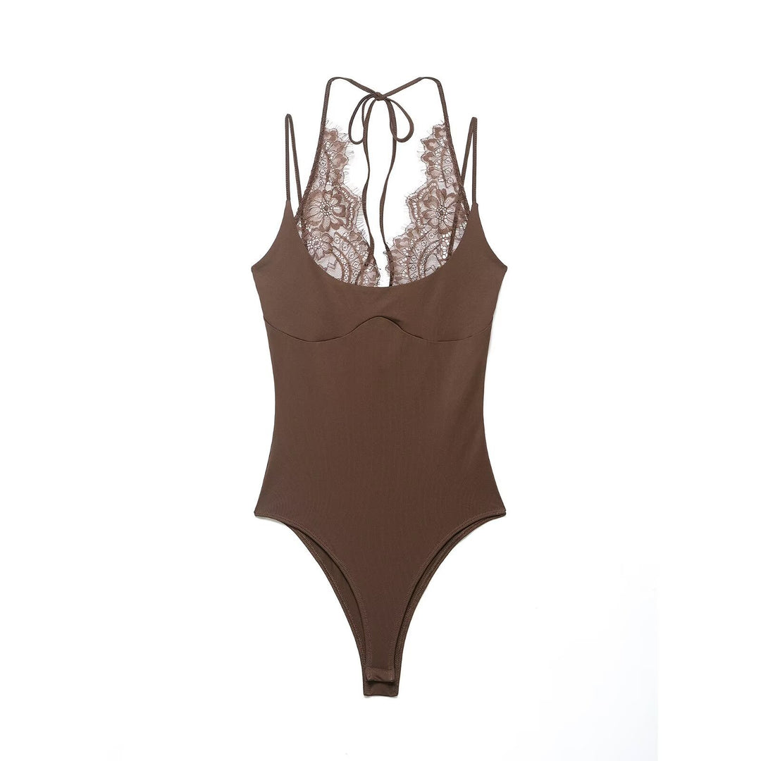 Damen Badeanzug mit feiner Spitzenverzierung und verstellbaren Trägern Echo Archiv