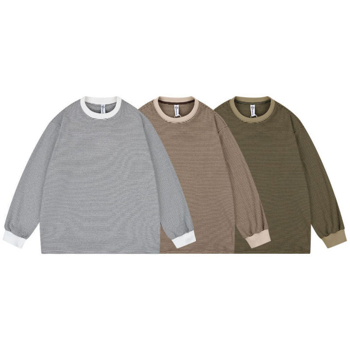 Unisex Weites gestreiftes Longsleeve im Oversize-Schnitt mit Rippbündchen Echo Archiv