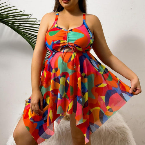 Damen vielseitiges Strandkleid mit modischem Schnitt und buntem Muster Echo Archiv