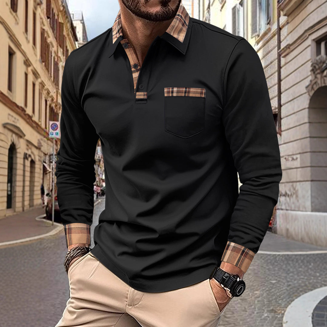Herren Poloshirt mit Kontrastkragen und modischen Akzenten Echoarchiv
