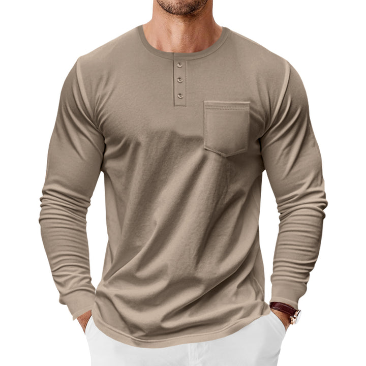 Herren Langarmshirt mit modischem Henley-Ausschnitt und praktischer Brusttasche Echoarchiv