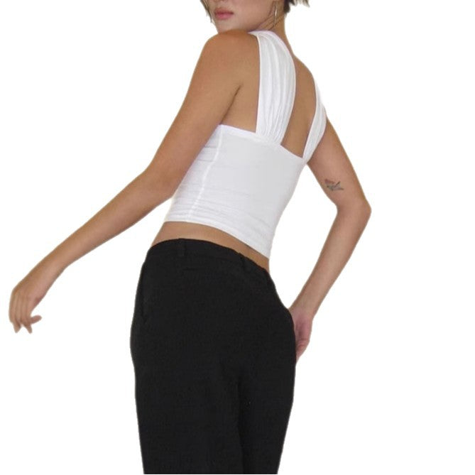 Damen Crop-Oberteil mit schickem Wickelkragen und figurbetontem Schnitt Echo Archiv