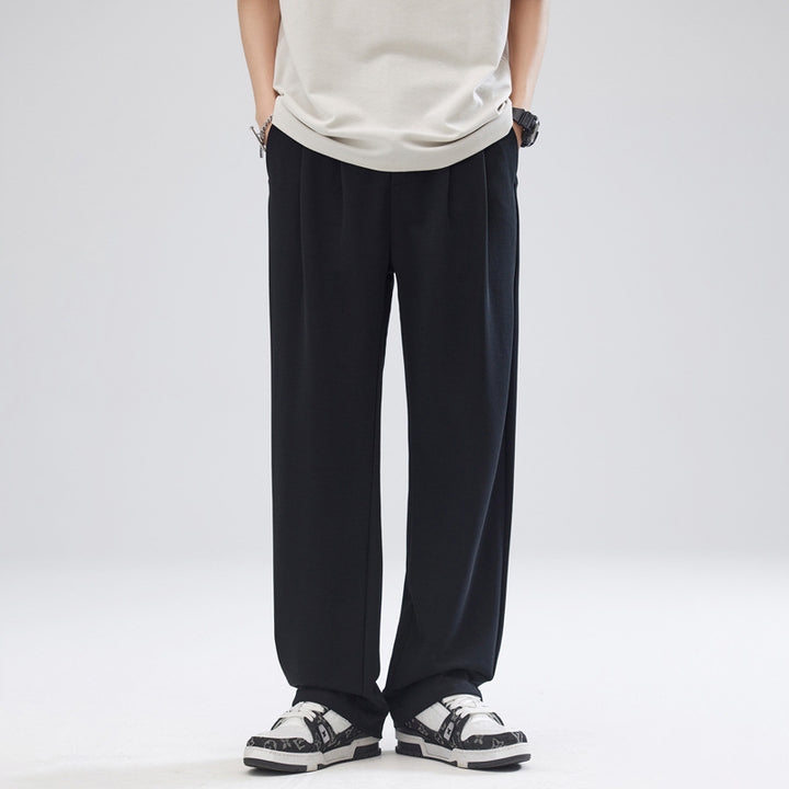 Herren Relaxed-Fit Soft-Jersey Palazzo-Hose mit elastischem Bund und Bügelfalte Echo Archiv