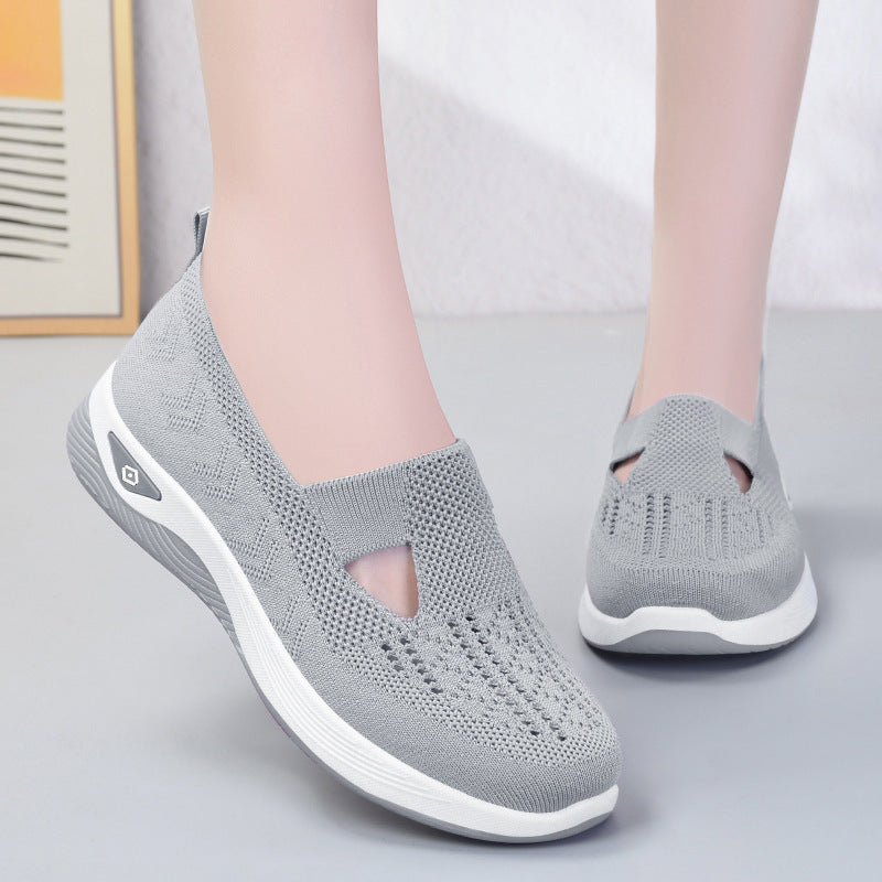 Damen nan leichte atmungsaktive Slip-On Sneaker mit elastischem Strickoberteil und orthopädischer Komfortsohle Echo Archiv