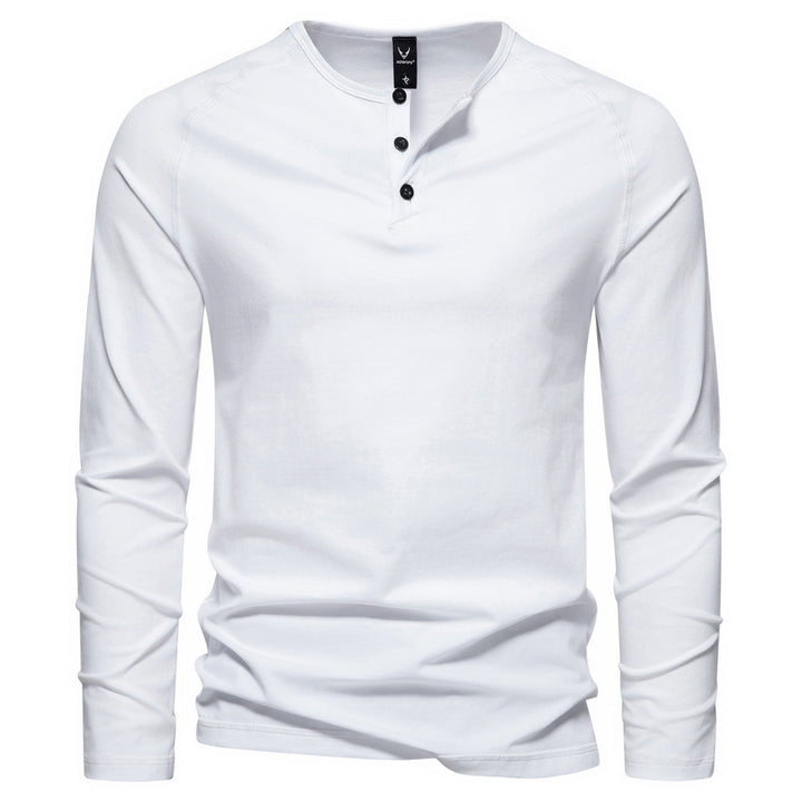 Herren nan langärmeliges Henley-Shirt aus Baumwollmischung mit Knopfleiste und schmaler Schnitt Echo Archiv