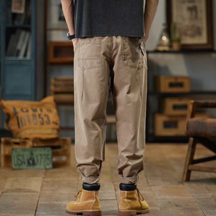 Herren Baumwoll-Twill Joggerhose im Tapered-Schnitt mit Tunnelzug und gekrempeltem Saum Echo Archiv