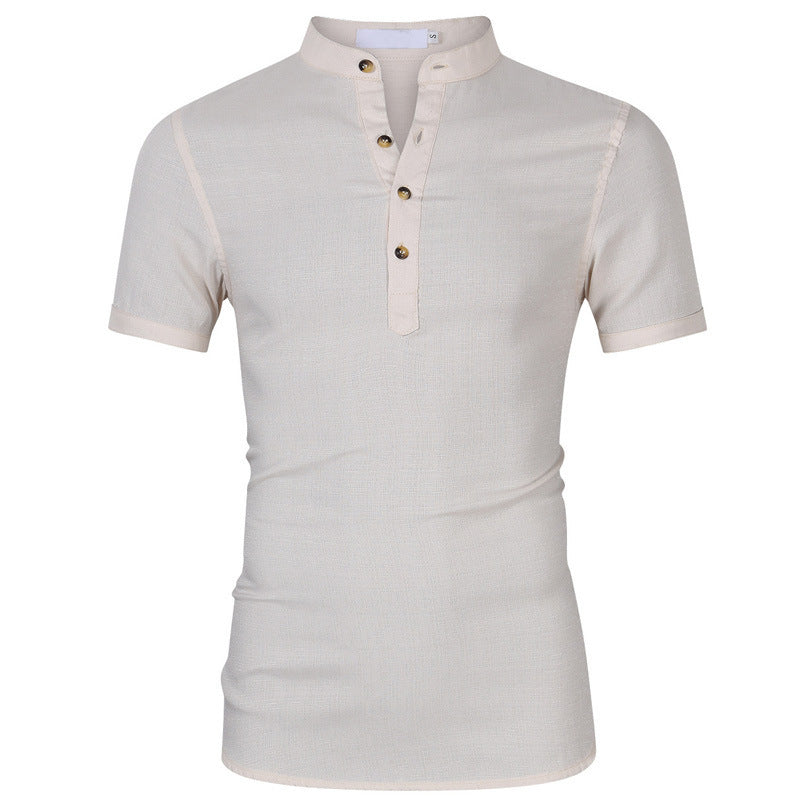 Herren Kurzarm Henley-Shirt mit edlem Knopfdesign und modernem Stehkragen Echoarchiv