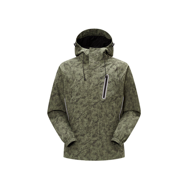 Herren technische Regenjacke mit Kapuze, wasserdichtem Material und Brust-Reißverschluss Echo Archiv