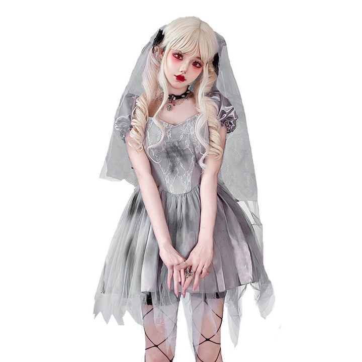 Damen Gothic Brautkleid mit Tüll- und Spitzenverzierungen Echo Archiv