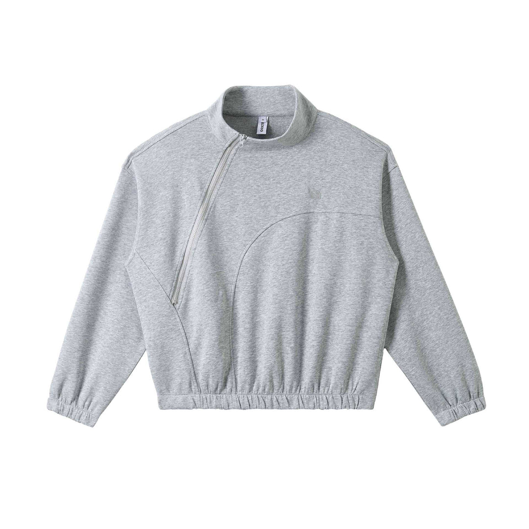 Unisex Asymmetrisches Halbzip‑Sweatshirt mit Stehkragen und Gummizugbund Echoarchiv