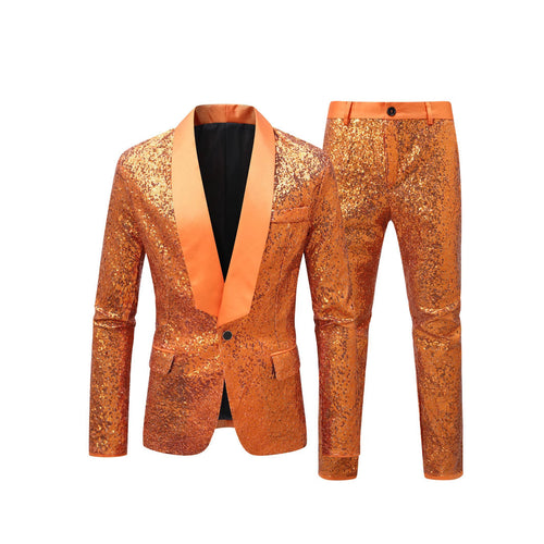 Herren Glamouröses Paillettenanzugset mit stylischem Satin-Revers Echoarchiv
