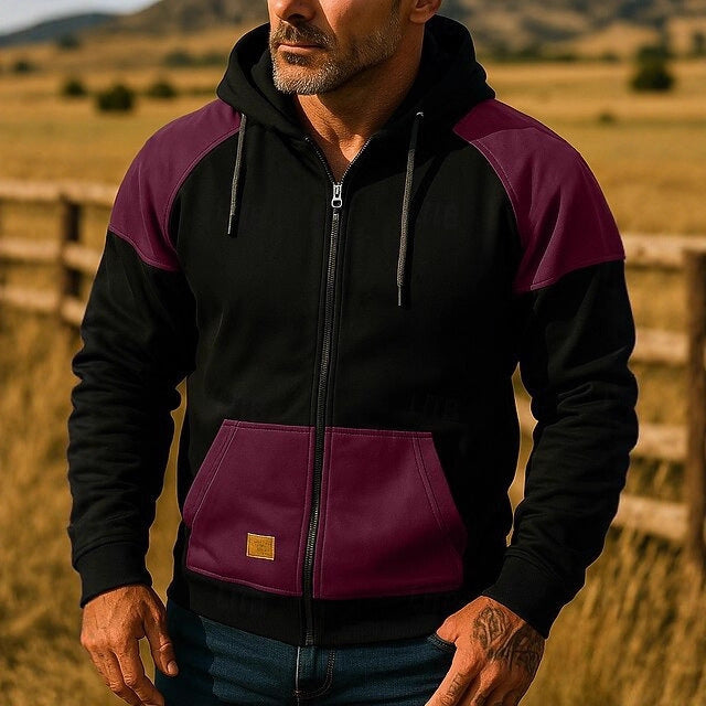 Herren Sportliche Kapuzenjacke mit Farbblockdesign Echoarchiv
