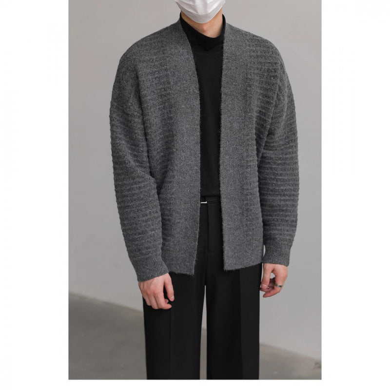 Herren lässiger Strickcardigan mit modernem Design und strukturierter Oberfläche Echoarchiv