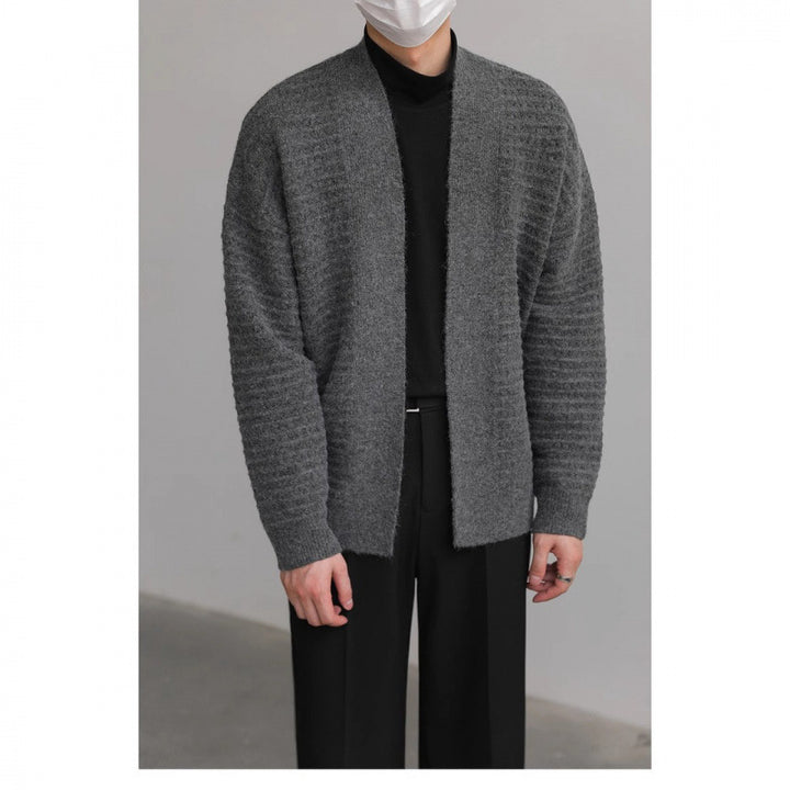 Herren lässiger Strickcardigan mit modernem Design und strukturierter Oberfläche Echoarchiv