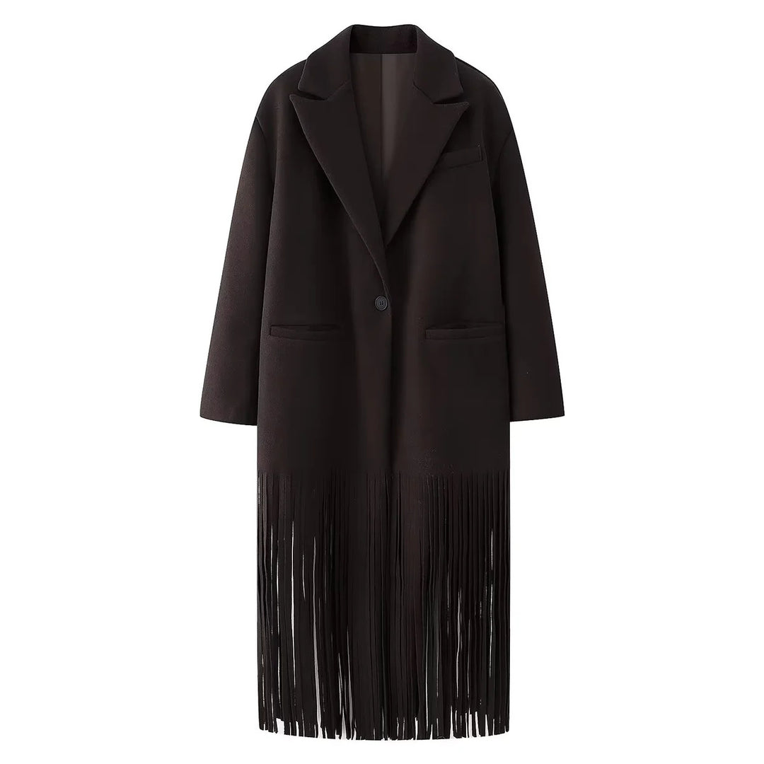 Damen nan oversized Mantelblazer mit Fransen-Saum und kastiger Silhouette Echo Archiv