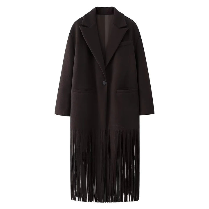 Damen nan oversized Mantelblazer mit Fransen-Saum und kastiger Silhouette Echo Archiv