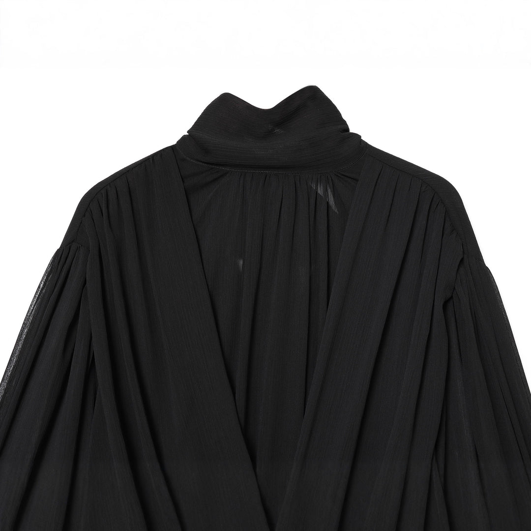 Damen nan drapiertes Cropped-Top mit Rollkragen und Ballonärmeln Echo Archiv