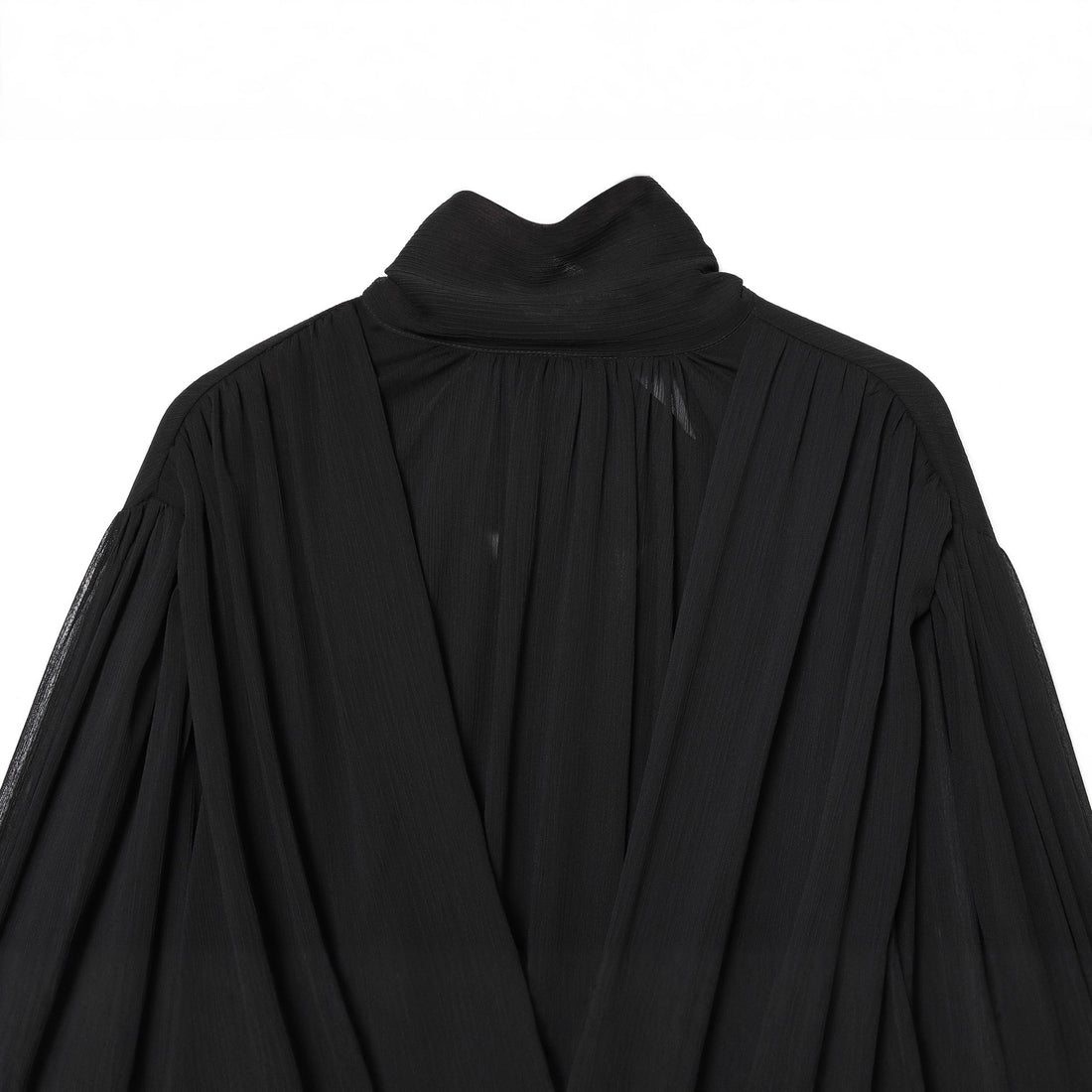 Damen drapiertes Cropped-Top mit Rollkragen und Ballonärmeln – Orélia