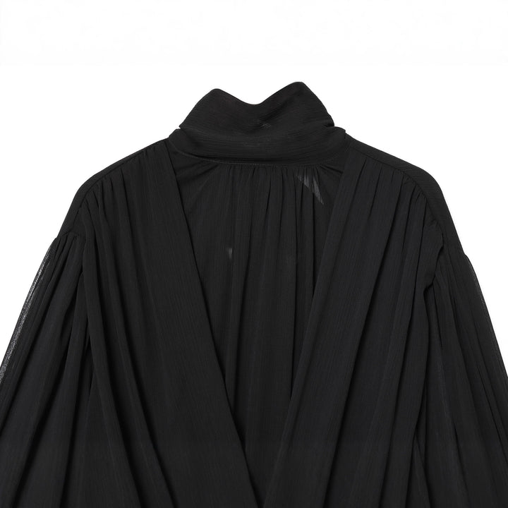 Damen nan drapiertes Cropped-Top mit Rollkragen und Ballonärmeln Echo Archiv