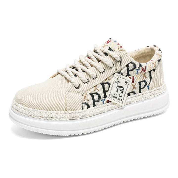 Damen Plateau-Espadrille-Sneaker mit geflochtenem Jute-Detail und monogramm-Canvas Echo Archiv