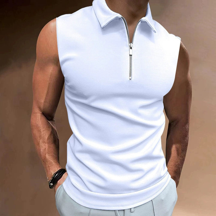Herren Kurzarm Poloshirt mit modernem Stehkragen und funktionellem Reißverschluss Echoarchiv