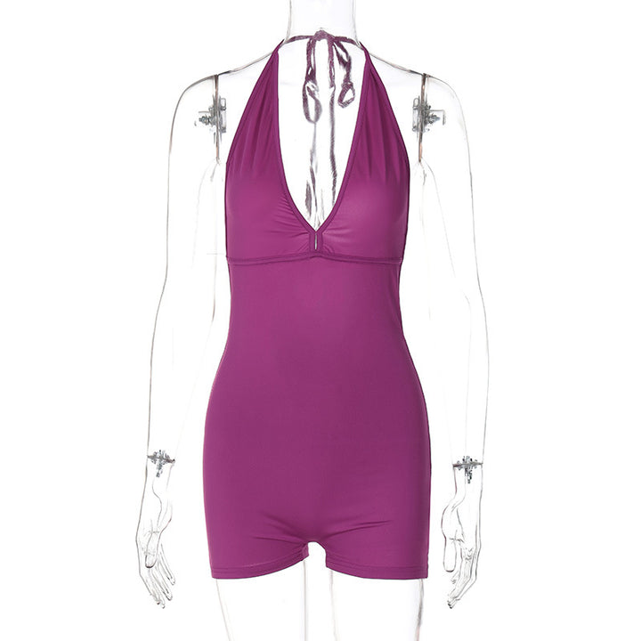 Damen eleganter Badeanzug mit tiefem V-Ausschnitt und abnehmbaren Trägern Echo Archiv