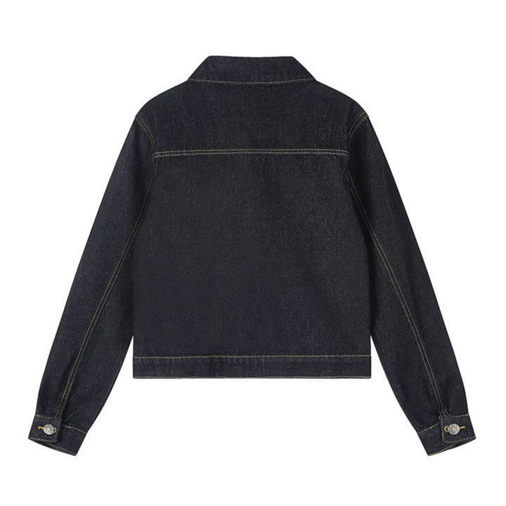 Damen Boxy-Jeansjacke mit aufgesetzten Taschen und sichtbaren Kontrastnähten Echoarchiv