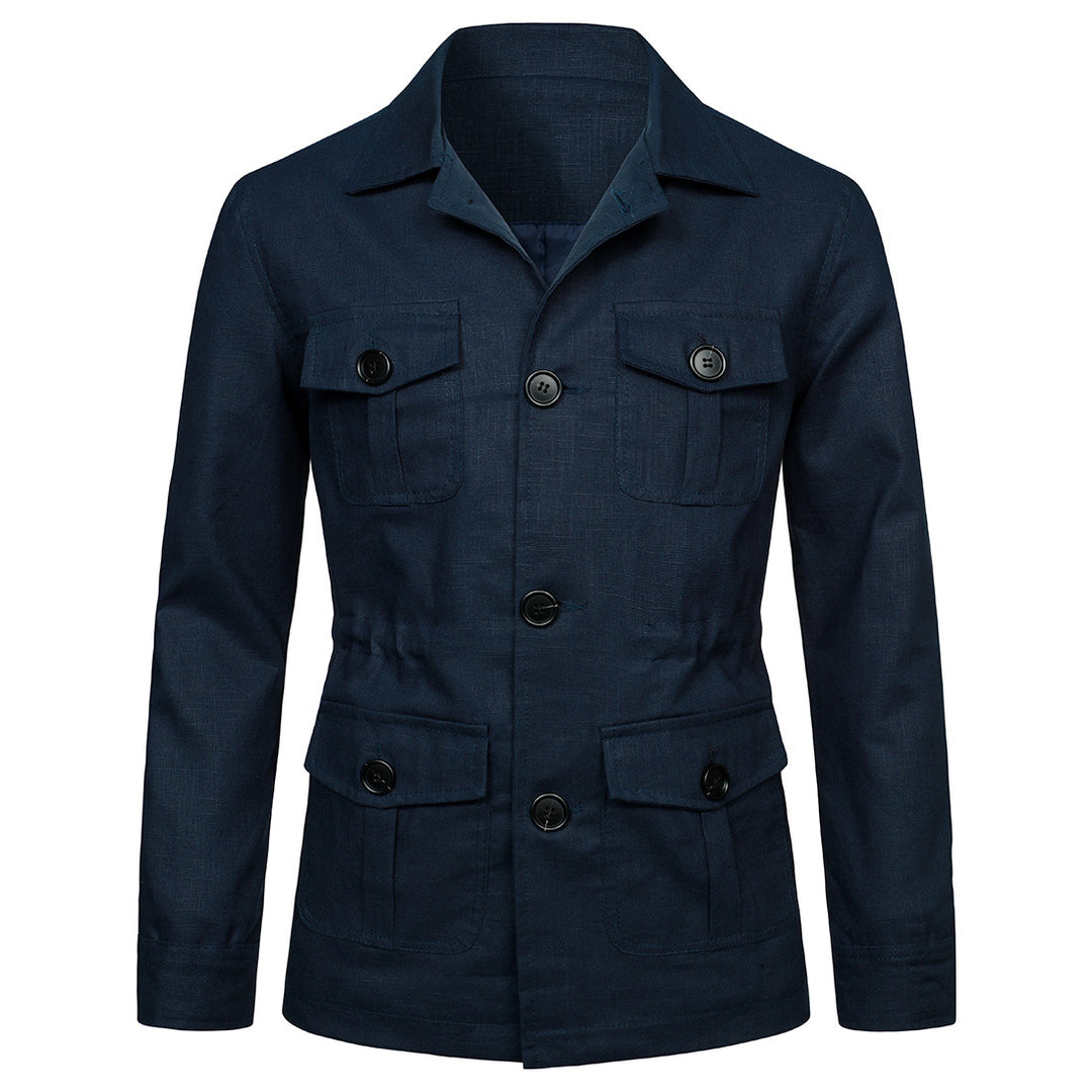 Herren Leinen-Mix Feldjacke mit Pattentaschen und taillierter Passform Echo Archiv